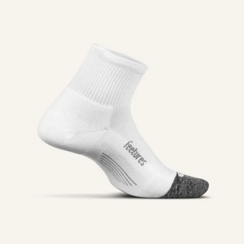 Feetures Elite Light Cushion Quarter Socks White